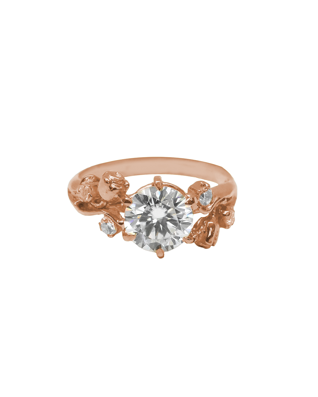 Alya - Tulip Ring with Round Stone in 18K Gold