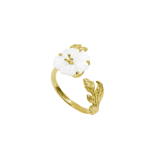 Hibiscus Ring with Mother of Pearl